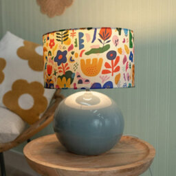 Valuelights Bosco Eucalyptus Ceramic Table Lamp With Jungle Print Drum Shade - Led Bulb Included - thumbnail 1