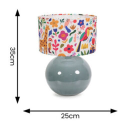 Valuelights Bosco Eucalyptus Ceramic Table Lamp With Jungle Print Drum Shade - Led Bulb Included - thumbnail 4