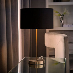 Valuelights Charles Brushed Chrome Table Lamp With Metallic & Black Shade And Bulb - thumbnail 3