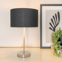 Valuelights Charles Brushed Chrome Table Lamp With Metallic & Black Shade And Bulb - thumbnail 5