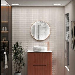 Royal Bathrooms Luxor 600 X 600mm Brushed Bronze Round Framed Mirror Within Frame Led, Touch Sensor & Demister Pad - thumbnail 3