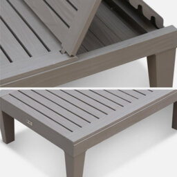 Sweeek. Pair Of Plastic Sun Loungers With Textured Wood Effect Pia Grey 157X83.5X58 Cm - thumbnail 5