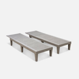 Sweeek. Pair Of Plastic Sun Loungers With Textured Wood Effect Pia Grey 157X83.5X58 Cm - thumbnail 3