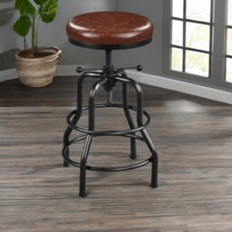 Rafaelo Mobilia Industrial Faux Leather Bar Stool With Adjustable Height - thumbnail 4