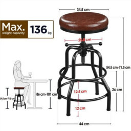 Rafaelo Mobilia Industrial Faux Leather Bar Stool With Adjustable Height - thumbnail 6