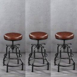 Rafaelo Mobilia Industrial Faux Leather Bar Stool With Adjustable Height - thumbnail 3