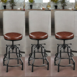 Rafaelo Mobilia Industrial Faux Leather Bar Stool With Adjustable Height - thumbnail 2