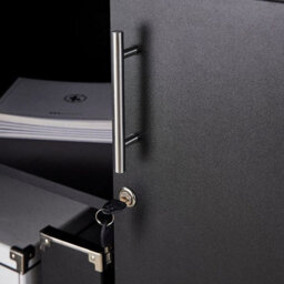 MMT Funiture Designs Black Storage Cabinet, Wooden Filing Cabinet With 1 Shelf -2 Door Lockable Office Storage Cupboard Organiser - thumbnail 2