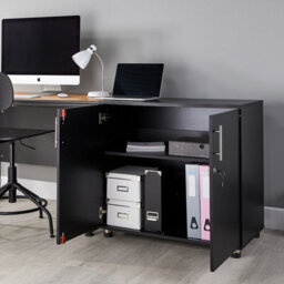MMT Funiture Designs Black Storage Cabinet, Wooden Filing Cabinet With 1 Shelf -2 Door Lockable Office Storage Cupboard Organiser - thumbnail 5