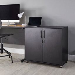 MMT Funiture Designs Black Storage Cabinet, Wooden Filing Cabinet With 1 Shelf -2 Door Lockable Office Storage Cupboard Organiser - thumbnail 4