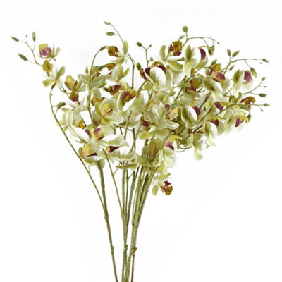 Pegdev - Pdl - Pack Of 6 Cream Mini Orchid Stems 80Cm Faux Flowers For Home Or Event Décor - image 1
