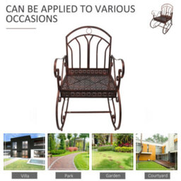 Wyld Haus Pabasa Vintage-Inspired Bronze Red Metal Outdoor Rocking Chair - Single Seat, Extra-Wide - thumbnail 6