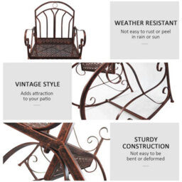 Wyld Haus Pabasa Vintage-Inspired Bronze Red Metal Outdoor Rocking Chair - Single Seat, Extra-Wide - thumbnail 5