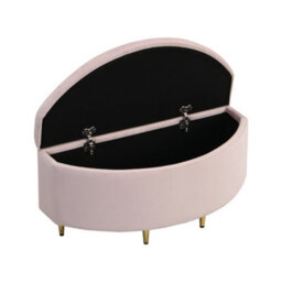 Btm Upholstered Velvet Bench With Storage, Metal Legs, 90X40X42Cm, Pink - thumbnail 4