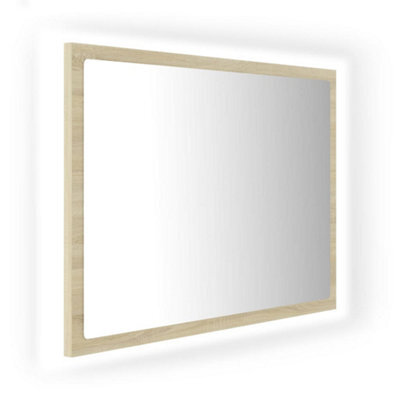 Berkfield Durable Led Bathroom Mirror Sonoma Oak 60X8.5X37 Cm Engineered Wood - image 1