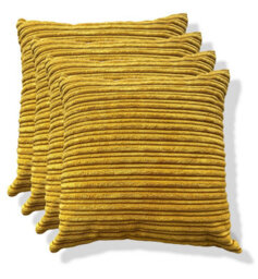 Beautiful Beanbags Set Of 4 Jumbo Cord Scatter Cushions Complete With Cushion Pads Furniture Cushions With Inserts 4 Plush Cord Cushions - Mustard - thumbnail 3