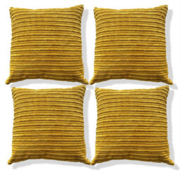 Beautiful Beanbags Set Of 4 Jumbo Cord Scatter Cushions Complete With Cushion Pads Furniture Cushions With Inserts 4 Plush Cord Cushions - Mustard - thumbnail 2
