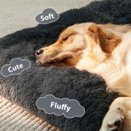 Black Dog Bed Soft Pet Cushion Large Dog Crate Puppy Cat Mattress Washable Pad Mat 110X75Cm Xl - thumbnail 2