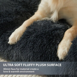 Black Dog Bed Soft Pet Cushion Large Dog Crate Puppy Cat Mattress Washable Pad Mat 110X75Cm Xl - thumbnail 4