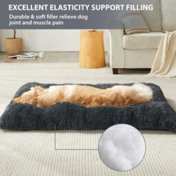 Black Dog Bed Soft Pet Cushion Large Dog Crate Puppy Cat Mattress Washable Pad Mat 110X75Cm Xl - thumbnail 3