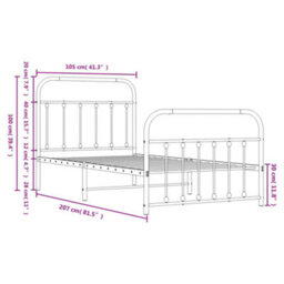 Berkfield Metal Bed Frame With Headboard And Footboard White 100X200 Cm - thumbnail 9