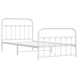 Berkfield Metal Bed Frame With Headboard And Footboard White 100X200 Cm - thumbnail 5