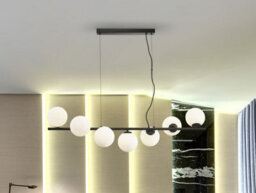 Luminosa Lighting Luminosa Inoa Bar Pendant Ceiling Light Black, Opal 7Xg9 400Lm - Uk Stock - thumbnail 1