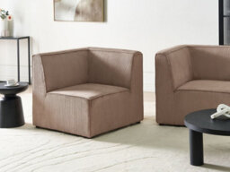 Beliani Corner Seat Lemvig Corduroy Sand Beige Right Hand - thumbnail 2