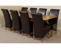 That's Furniture Richmond 140Cm - 220Cm Oak Extending Dining Table And 8 Chairs Dining Set With Montana Brown Leather Chairs - thumbnail 1