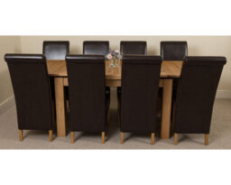 That's Furniture Richmond 140Cm - 220Cm Oak Extending Dining Table And 8 Chairs Dining Set With Montana Brown Leather Chairs - thumbnail 2