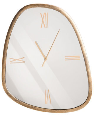 Wyld And Coco Aurora Wall Clock Dark Brown With Silver Accents 53 X 45 Cm - Minimalist Irregular Mirrored Glass Face - image 1