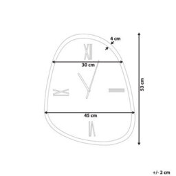 Wyld And Coco Aurora Wall Clock Dark Brown With Silver Accents 53 X 45 Cm - Minimalist Irregular Mirrored Glass Face - thumbnail 3