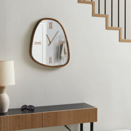 Wyld And Coco Aurora Wall Clock Dark Brown With Silver Accents 53 X 45 Cm - Minimalist Irregular Mirrored Glass Face - thumbnail 2