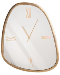 Wyld And Coco Aurora Wall Clock Dark Brown With Silver Accents 53 X 45 Cm - Minimalist Irregular Mirrored Glass Face - thumbnail 1