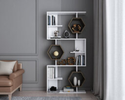 Decorotika Darla Bookcase, Bookshelf, Shelving Unit, Display Unit - White And Walnut Pattern - thumbnail 2