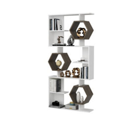 Decorotika Darla Bookcase, Bookshelf, Shelving Unit, Display Unit - White And Walnut Pattern - thumbnail 4