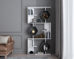 Decorotika Darla Bookcase, Bookshelf, Shelving Unit, Display Unit - White And Walnut Pattern - thumbnail 1