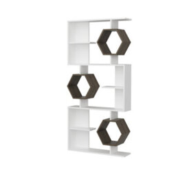 Decorotika Darla Bookcase, Bookshelf, Shelving Unit, Display Unit - White And Walnut Pattern - thumbnail 5