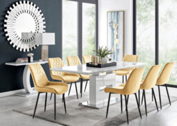 Furniturebox Uk Arezzo Large Extending Dining Table And 8 Mustard Pesaro Black Leg Chairs - thumbnail 1