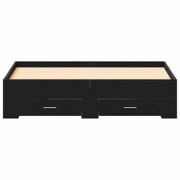 Berkfield Modern Bed Frame With Drawers Black Oak Engineered Wood 140 X 200 Cm - thumbnail 6