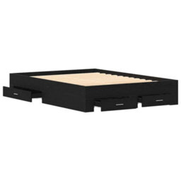 Berkfield Modern Bed Frame With Drawers Black Oak Engineered Wood 140 X 200 Cm - thumbnail 5