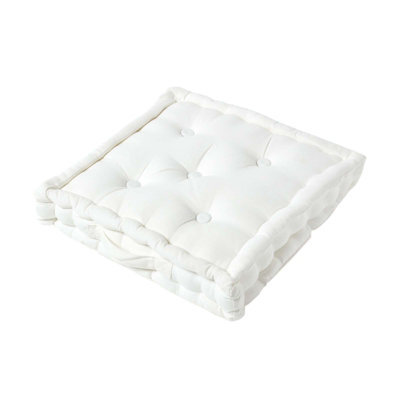 Homescapes Cotton Off White Floor Cushion, 40 X 40 Cm - image 1