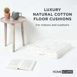 Homescapes Cotton Off White Floor Cushion, 40 X 40 Cm - thumbnail 2