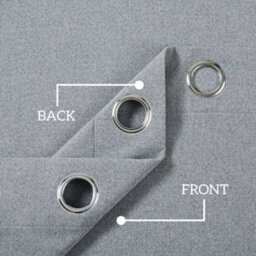 Oxford Homeware Eyelet Linen Effect Curtains Grey Fully Lined 100% Blackout Thermal Insulated Curtains Pair (W)117Cmx(L)137Cm - thumbnail 4