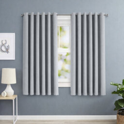 Oxford Homeware Eyelet Linen Effect Curtains Grey Fully Lined 100% Blackout Thermal Insulated Curtains Pair (W)117Cmx(L)137Cm - thumbnail 7