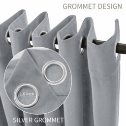Oxford Homeware Eyelet Linen Effect Curtains Grey Fully Lined 100% Blackout Thermal Insulated Curtains Pair (W)117Cmx(L)137Cm - thumbnail 6