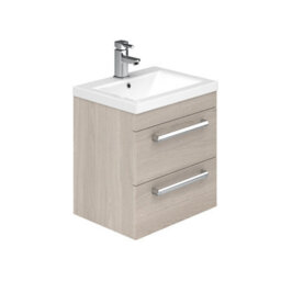 Plum&clay Novela Light Wood Wall Hung Vanity Unit With Ceramic Sink (W)600mm