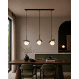 Luminosa Lighting Luminosa Aura Bar Pendant Ceiling Light Black, Green White Glass Shade 3X E27 - thumbnail 2