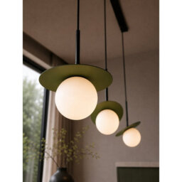 Luminosa Lighting Luminosa Aura Bar Pendant Ceiling Light Black, Green White Glass Shade 3X E27 - thumbnail 3