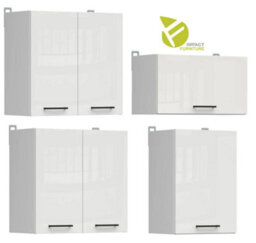 Impact Furniture Kitchen Cabinets Set 7 Units Wall Base Complete Cupboards Chalk White Gloss 240Cm Fully Fitted Kitchenette Junona - thumbnail 6